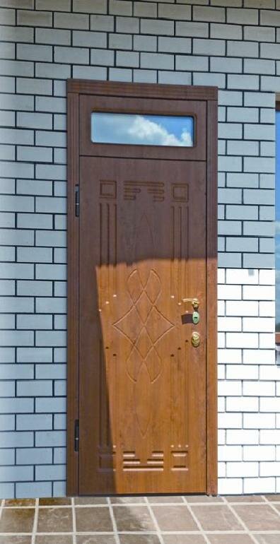 входная металлическая дверь для дома Оптима Vinorit в интерьере